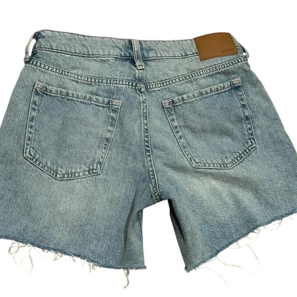 Aeropostale Distressed Light Blue Denim Baggy Cutoff Shorts